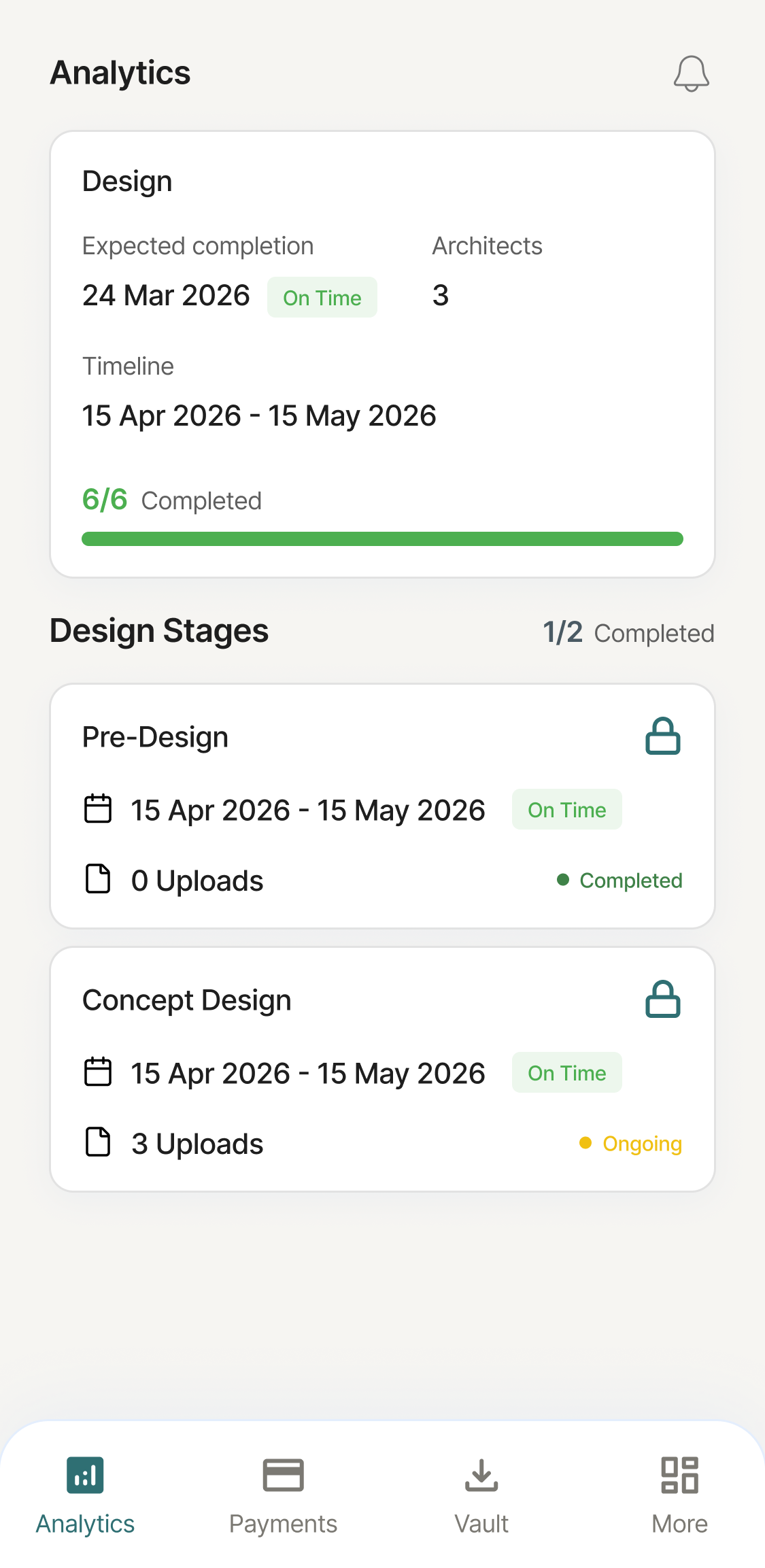 Projectsmate Client app screen